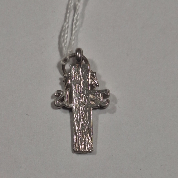 Vintage Sterling Silver 925 Jesus Cross Pendant Charm 1.6g 1" Religious... - Picture 9 of 11